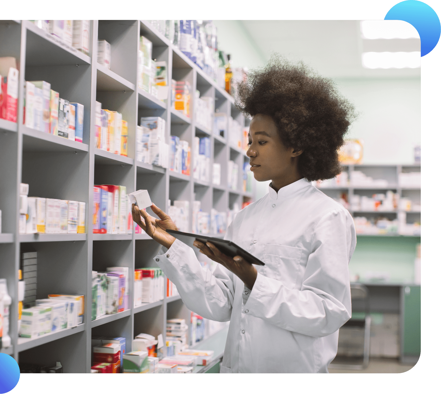 Shift Posts-pharmacist lady selecting medicines